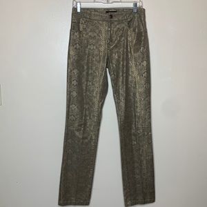 TRIBAL Jeans Tan Gold Snake Skin Print Straight Leg Coated Straight Leg 2